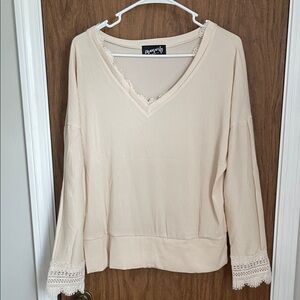 Cream V-Neck Women's Top